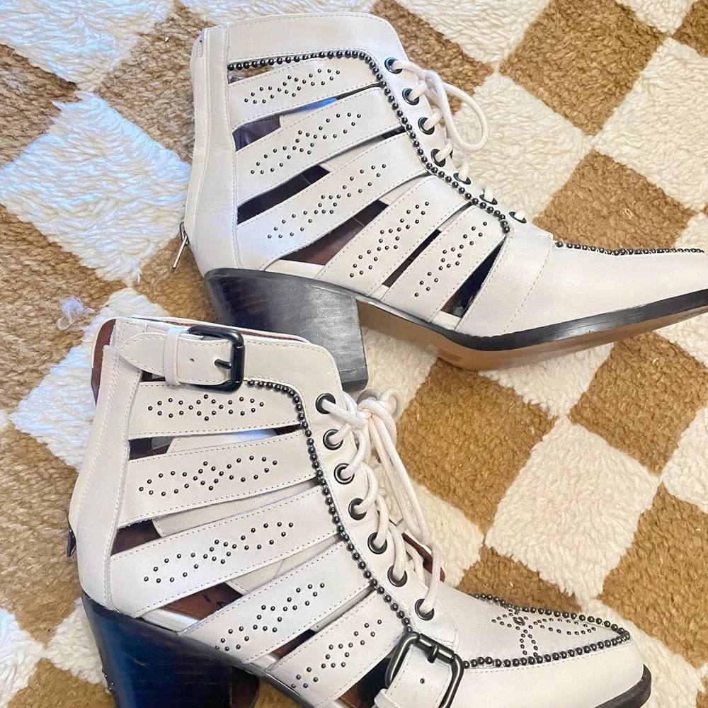 Coach Off-White Studded Paisley Bootie - Picture 3 of 6